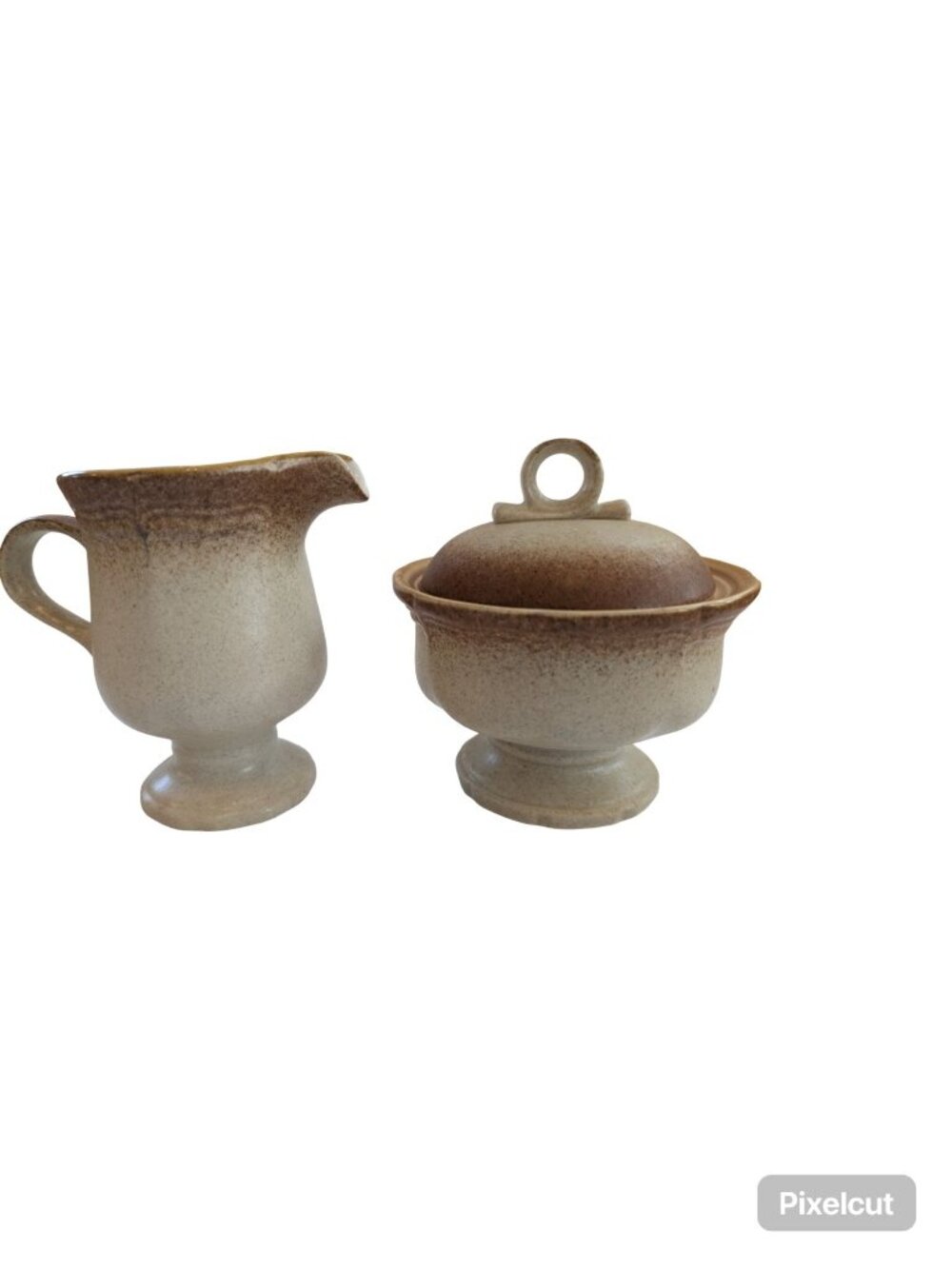 Vintage Mikasa Whole Wheat E8000 Stoneware Sugar & Creamer Set Coffee & Tea